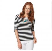 Wholesale Cheap Miami Dolphins Lady Striped Boatneck Three-Quarter Sleeve T-Shirt