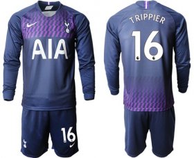 Wholesale Cheap Tottenham Hotspur #16 Trippier Away Long Sleeves Soccer Club Jersey