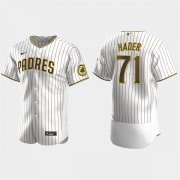 Wholesale Cheap Mens San Diego Padres #71 Josh Hader White Brown Pinstripe Home FlexBase Player Jersey