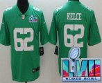 Cheap Men's Philadelphia Eagles #62 Jason Kelce Limited Green Rush Super Bowl LVII Vapor Jersey