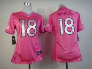 Wholesale Cheap Nike Broncos #18 Peyton Manning Pink Women's Be Luv'd Stitched NFL Elite Jersey