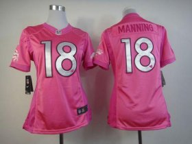 Wholesale Cheap Nike Broncos #18 Peyton Manning Pink Women\'s Be Luv\'d Stitched NFL Elite Jersey