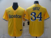 Wholesale Cheap Men Boston Red Sox 34 Ortiz Yellow Game 2021 Nike MLB Jerseys