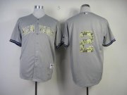 Wholesale Cheap Yankees #2 Derek Jeter Grey USMC Cool Base Stitched MLB Jersey