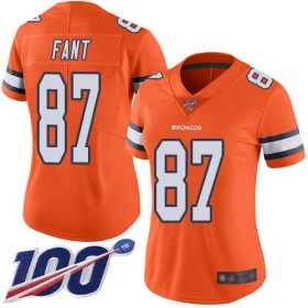 Wholesale Cheap Nike Broncos #87 Noah Fant Orange Women\'s Stitched NFL Limited Rush 100th Season Jersey