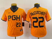 Wholesale Cheap Youth Pittsburgh Pirates #22 Andrew McCutchen Number Yellow 2023 City Connect Stitched Jersey2