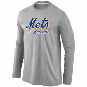 Wholesale Cheap New York Mets Long Sleeve MLB T-Shirt Grey