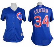 Wholesale Cheap Cubs #34 Jon Lester Blue Alternate Women's Stitched MLB Jersey