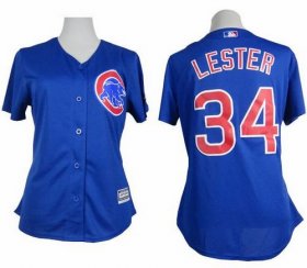 Wholesale Cheap Cubs #34 Jon Lester Blue Alternate Women\'s Stitched MLB Jersey