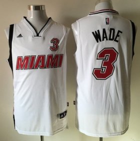 Wholesale Cheap Men\'s Miami Heat #3 Dwyane Wade Revolution 30 Swingman 2015-16 Retro White Jersey