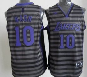 Wholesale Cheap Los Angeles Lakers #10 Steve Nash Gray With Black Pinstripe Jersey