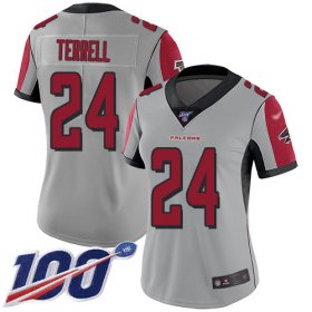 Wholesale Cheap Nike Falcons #24 A.J. Terrell Silver Women\'s Stitched NFL Limited Inverted Legend 100th Season Jersey