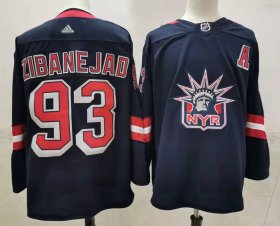Wholesale Cheap Men\'s New York Rangers #93 Mika Zibanejad Navy Blue Adidas 2020-21 Stitched NHL Jersey