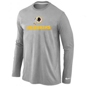 Wholesale Cheap Nike Washington Redskins Authentic Logo Long Sleeve T-Shirt Grey