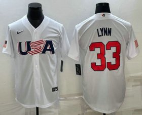 Cheap Men\'s USA Baseball #33 Lance Lynn 2023 White World Baseball Classic Stitched Jersey