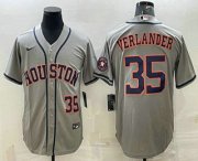 Wholesale Cheap Men's Houston Astros #35 Justin Verlander Number Grey With Patch Stitched MLB Cool Base Nike Jersey