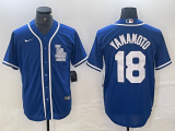 Cheap Men's Los Angeles Dodgers #18 Yoshinobu Yamamoto Blue Cool Base Stitched Baseball Jersey