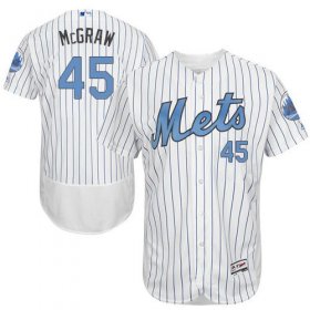 Wholesale Cheap Mets #45 Tug McGraw White(Blue Strip) Flexbase Authentic Collection Father\'s Day Stitched MLB Jersey