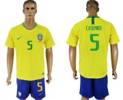 Wholesale Cheap Brazil #5 Casemiro Home Soccer Country Jersey