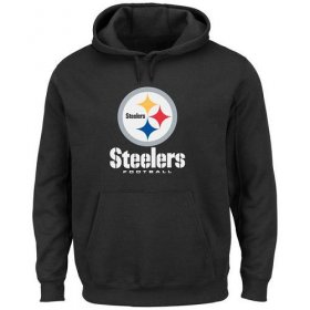 Wholesale Cheap Men\'s Pittsburgh Steelers Black Critical Victory Pullover Hoodie