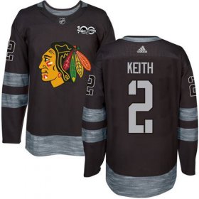 Wholesale Cheap Adidas Blackhawks #2 Duncan Keith Black 1917-2017 100th Anniversary Stitched NHL Jersey