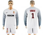 Wholesale Cheap Monaco #1 Subasic White Goalkeeper Long Sleeves Soccer Club Jersey