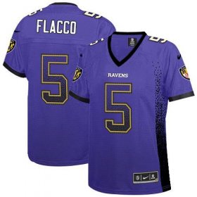 Wholesale Cheap Nike Ravens #5 Joe Flacco Purple Team Color Women\'s Stitched NFL Elite Drift Fashion Jersey
