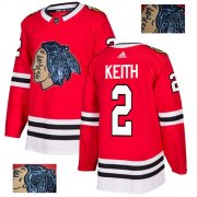 Wholesale Cheap Adidas Blackhawks #2 Duncan Keith Red Home Authentic Fashion Gold Stitched NHL Jersey