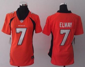 Wholesale Cheap Nike Broncos #7 John Elway Orange Team Color Women\'s Stitched NFL New Elite Jersey