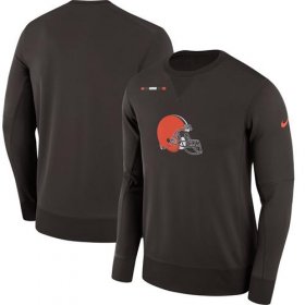 Wholesale Cheap Men\'s Cleveland Browns Nike Brown Sideline Team Logo Performance Sweatshirt