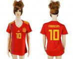 Wholesale Cheap Women's Spain #10 Fabregas Red Home Soccer Country Jersey