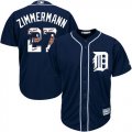 Wholesale Cheap Tigers #27 Jordan Zimmermann Navy Blue Team Logo Fashion Stitched MLB Jersey