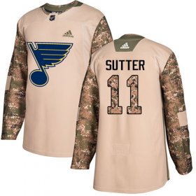 Wholesale Cheap Adidas Blues #11 Brian Sutter Camo Authentic 2017 Veterans Day Stitched NHL Jersey