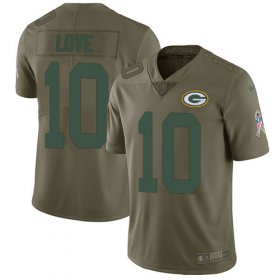 Wholesale Cheap Nike Packers #10 Jordan Love Olive Men\'s Stitched NFL Limited 2017 Salute To Service Jersey