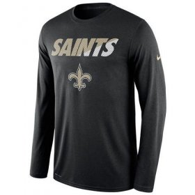 Wholesale Cheap Men\'s New Orleans Saints Nike Black Legend Staff Practice Long Sleeves Performance T-Shirt