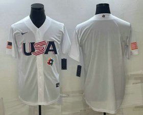 Cheap Men\'s USA Baseball 2023 White World Baseball Blank Classic Replica Stitched Jersey