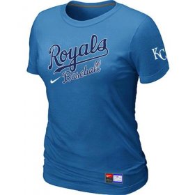 Wholesale Cheap Women\'s MLB Kansas City Royals Light Blue Nike Short Sleeve Practice T-Shirt