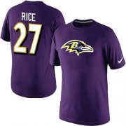 Wholesale Cheap Nike Baltimore Ravens #27 Ray Rice Name & Number NFL T-Shirt Purple