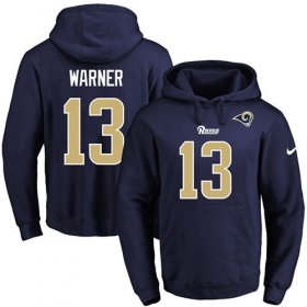 Wholesale Cheap Nike Rams #13 Kurt Warner Navy Blue Name & Number Pullover NFL Hoodie