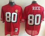 Wholesale Cheap Mitchell and Ness 49ers #80 Jerry Rice Red With 50TH 1996 Stitched NFL Jersey