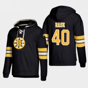 Wholesale Cheap Boston Bruins #40 Tuukka Rask Black adidas Lace-Up Pullover Hoodie