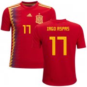 Wholesale Cheap Spain #17 Iago Aspas Red Home Kid Soccer Country Jersey