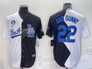 Wholesale Men's Los Angeles Dodgers #22 Bad Bunny White Black 2022 Celebrity Softball Game Cool Base Jersey