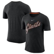 Wholesale Cheap San Francisco Giants Nike Wordmark Tri-Blend T-Shirt Black