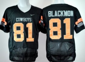 Wholesale Cheap Oklahoma State Cowboys #81 Justin Blackmon Black Pro Combat Jersey