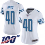Wholesale Cheap Nike Lions #40 Jarrad Davis White Women's Stitched NFL 100th Season Vapor Limited Jersey