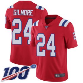 Wholesale Cheap Nike Patriots #24 Stephon Gilmore Red Alternate Men\'s Stitched NFL 100th Season Vapor Limited Jersey