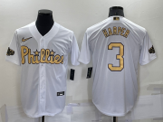 Wholesale Men's Philadelphia Phillies #3 Bryce Harper White 2022 All Star Stitched Cool Base Nike Jersey