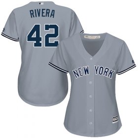Wholesale Cheap Yankees #42 Mariano Rivera Grey Road Women\'s Stitched MLB Jersey