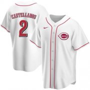 Wholesale Cheap Men's Cincinnati Reds #2 Nick Castellanos White 2021 Replica Home Jersey